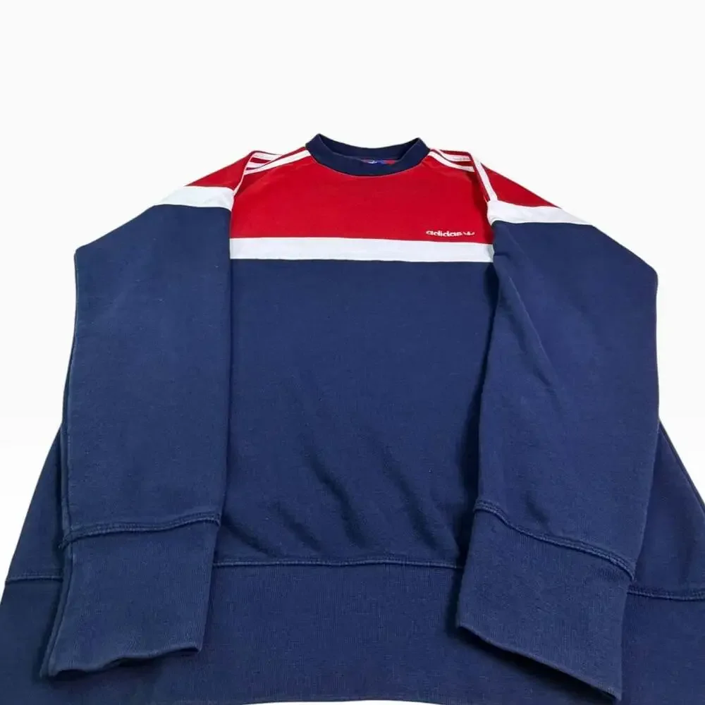 Vintage Adidas Originals Trefoil Colorblock 3 Stripe Crewneck Sweatshirt M